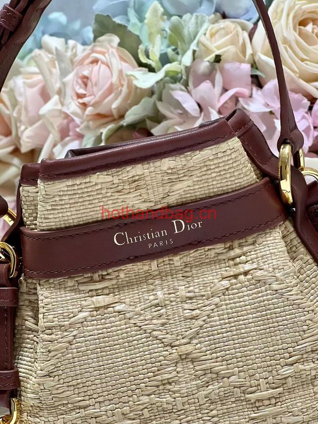 SMALL CEST DIOR BAG Natural Cannage Raffia M2272UB 