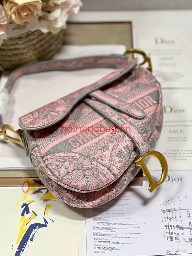 Dior SADDLE BAG Pink Toile de Jouy Reverse Embroidery M0446CEUP