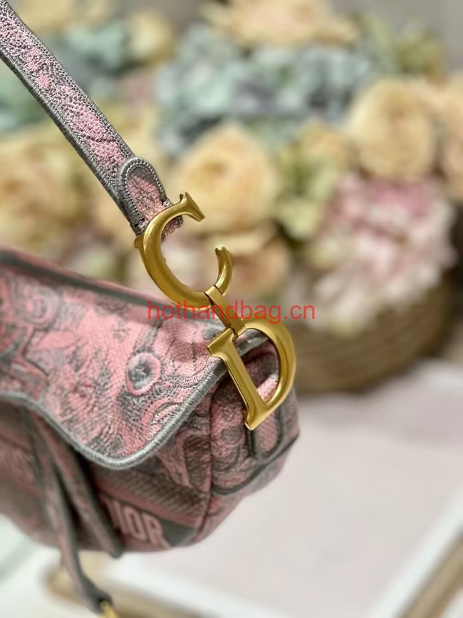 Dior SADDLE BAG Pink Toile de Jouy Reverse Embroidery M0446CEUP