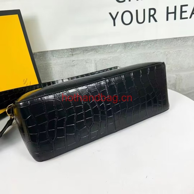 Fendi O Lock Zipper Crocodiles leather bag F1068 black