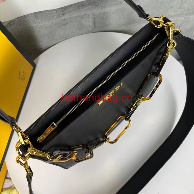 Fendi O Lock Zipper leather bag F1068 black