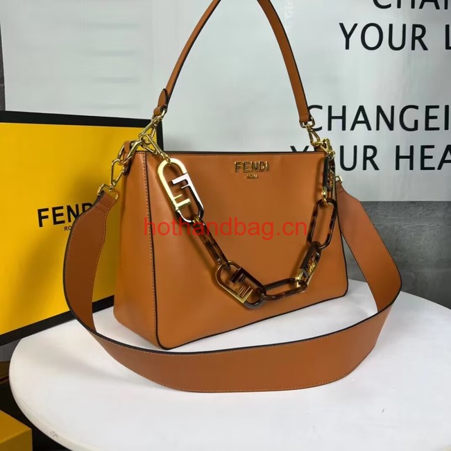 Fendi O Lock Zipper leather bag F1068 brown