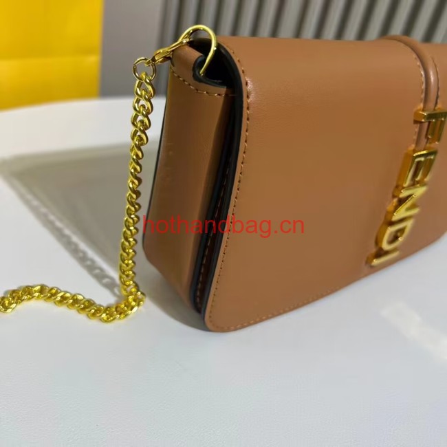 Fendi small smooth leather bag F1225 brown