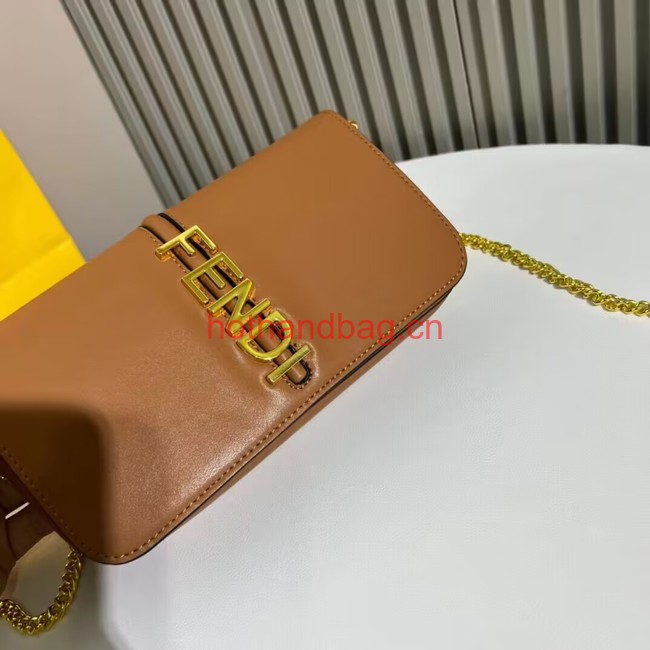 Fendi small smooth leather bag F1225 brown
