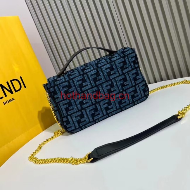 Fendi Baguette canvas bag with FF embroidery F1531 blue