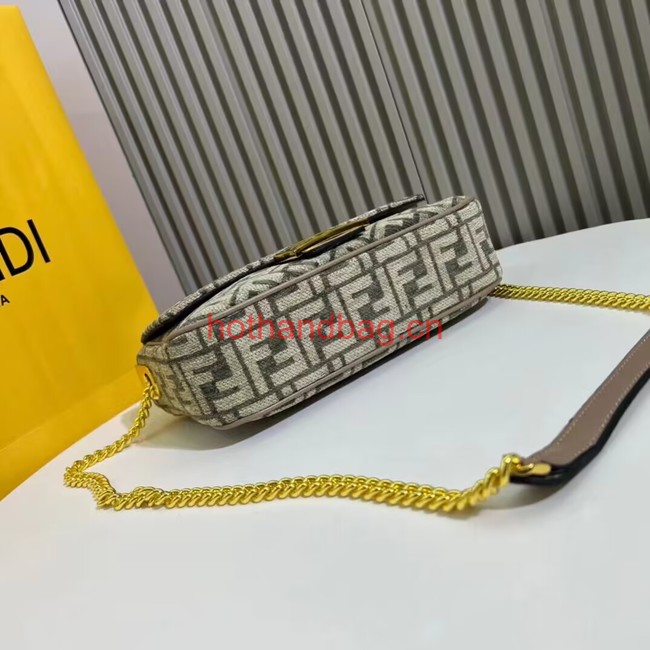 Fendi Baguette canvas bag with FF embroidery F1531 gray