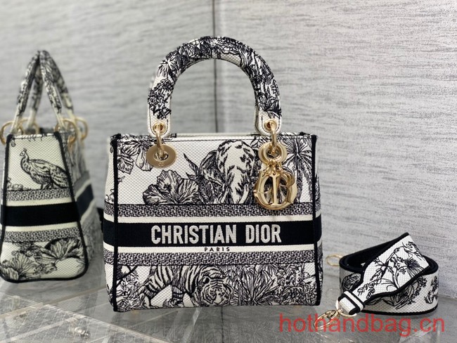 Dior MEDIUM LADY D-LITE BAG Gray Toile de Jouy Reverse Embroidery M0565ORG