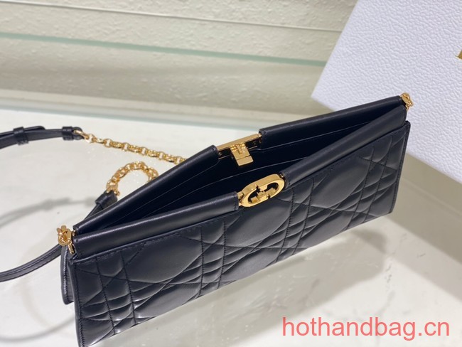 DIOR CARO COLLE NOIRE CLUTCH WITH CHAIN Black Cannage Lambskin S5166UDBB