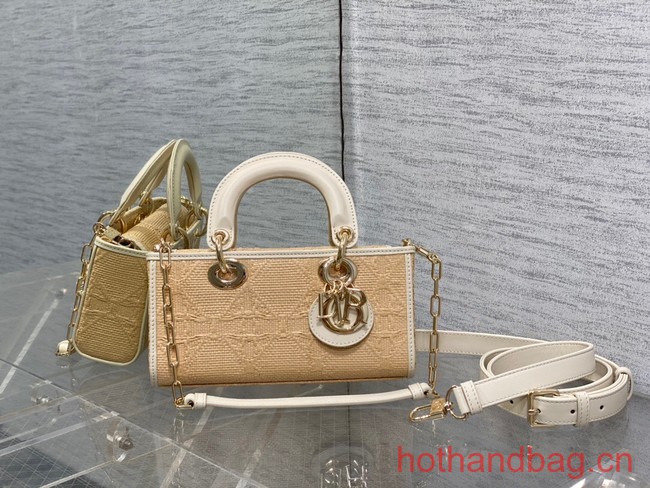 Dior SMALL LADY D-JOY BAG Natural Cannage Raffia M0613OW