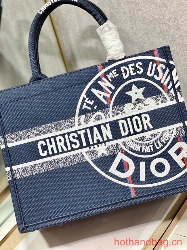 MEDIUM DIOR BOOK TOTE Blue Dior Union Embroidery M1296ZERZ