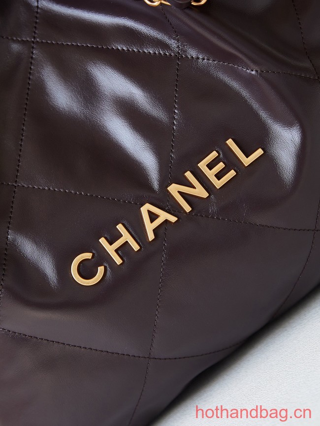 CHANEL 22 HANDBAG AS3261 dark brown