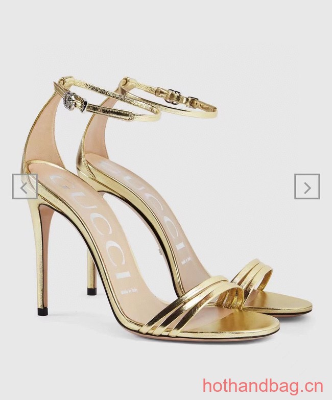 Gucci WOMENS HEELED METALLIC SANDAL 93602-5