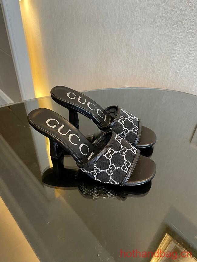 Gucci WOMENS GG MID-HEEL SLIDE SANDAL 93611-4
