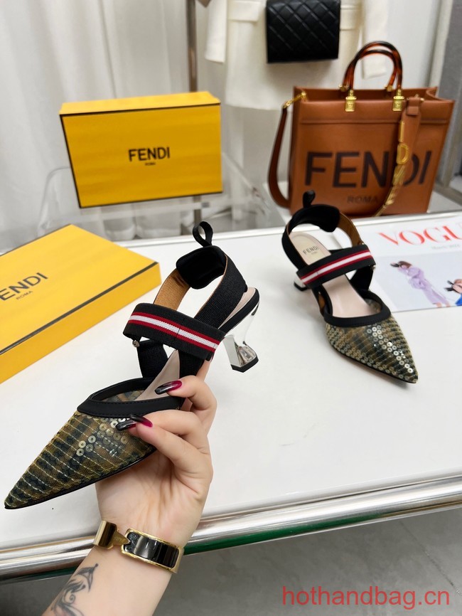 Fendi Colibri mesh high-heeled slingbacks 93615-1