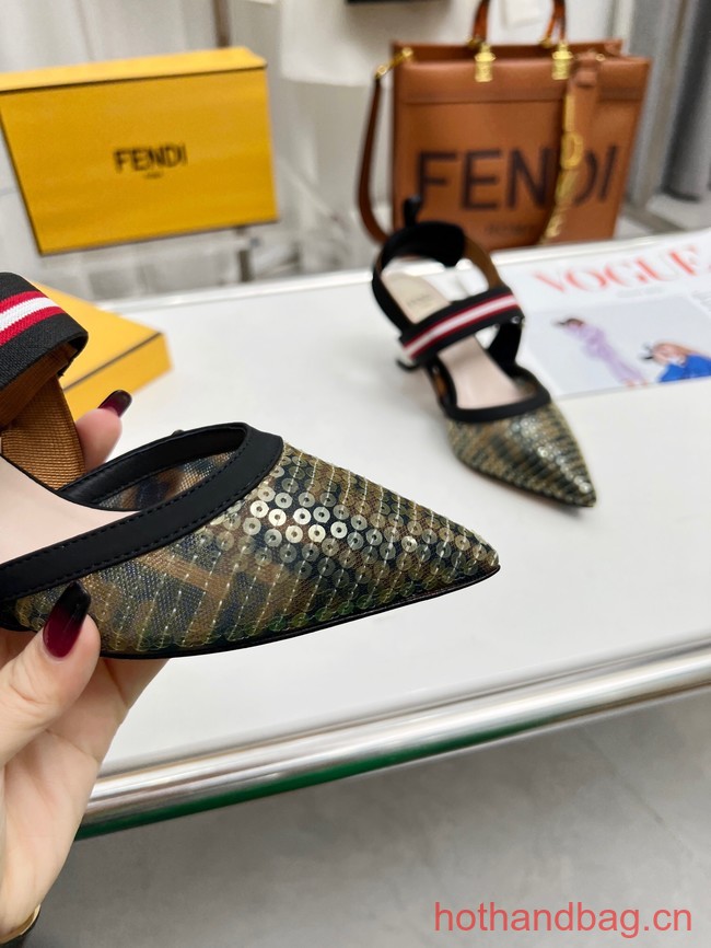 Fendi Colibri mesh high-heeled slingbacks 93615-1