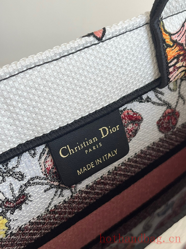 SMALL DIOR BOOK TOTE White Multicolor Florilegio Embroidery M1296ZRG