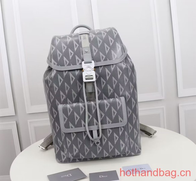 DIOR HIT THE ROAD BACKPACK Dior Gray CD Diamond Canvas and Smooth Calfskin 1ESBA021CD