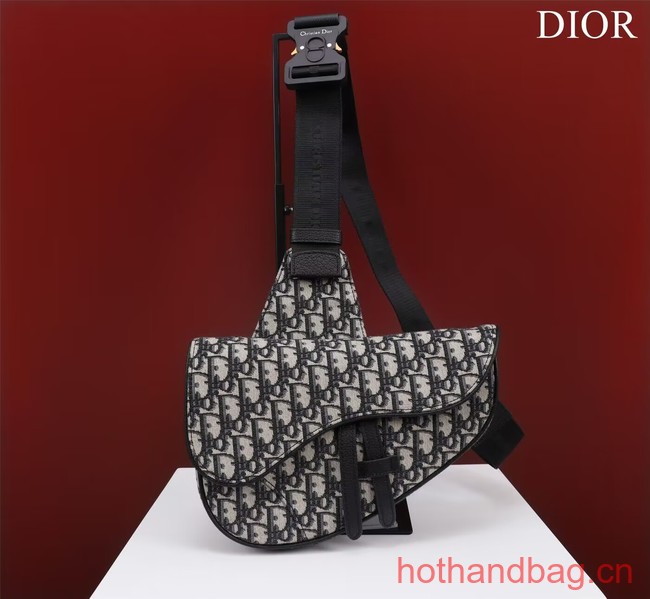 Dior Essentials SADDLE BAG Beige and Black Dior Oblique Jacquard 1ADPO093