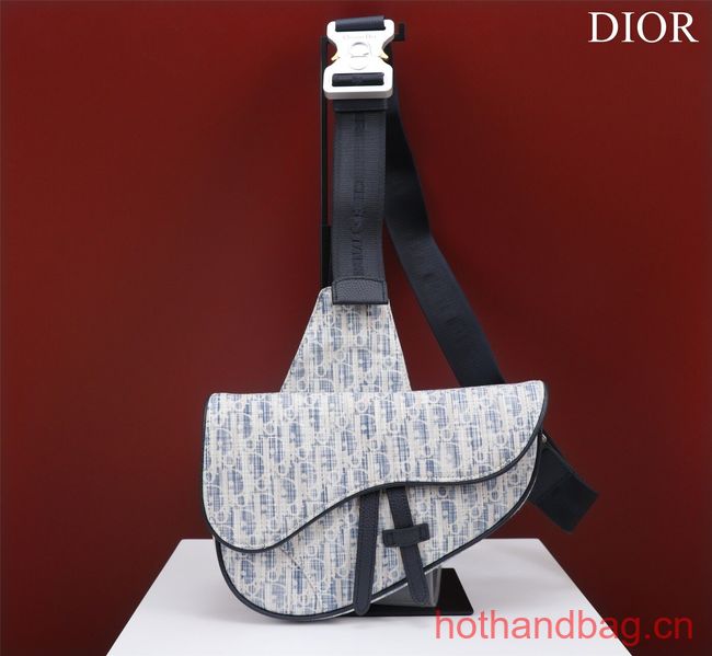 Dior Essentials SADDLE BAG Oblique Jacquard 1ADPO093 light blue