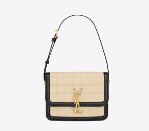 SAINT LAUREN SOLFERINO SMALL SATCHEL IN QUILTED NUBUCK SUEDE 739139 OFF WHITE AND BLACK