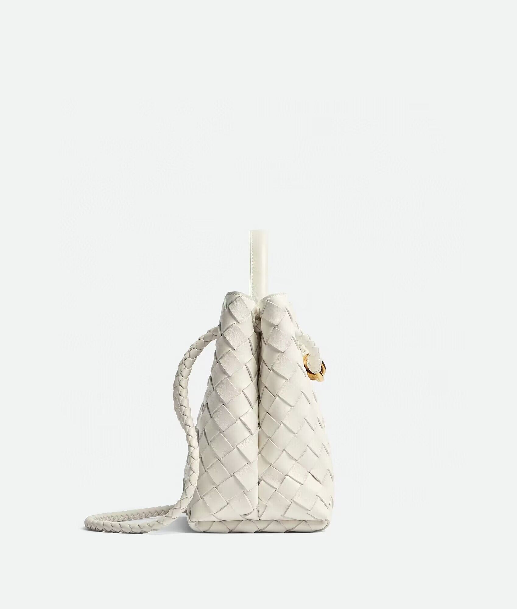 Bottega Veneta Andiamo Small Intrecciato Leather Tote 743572 White