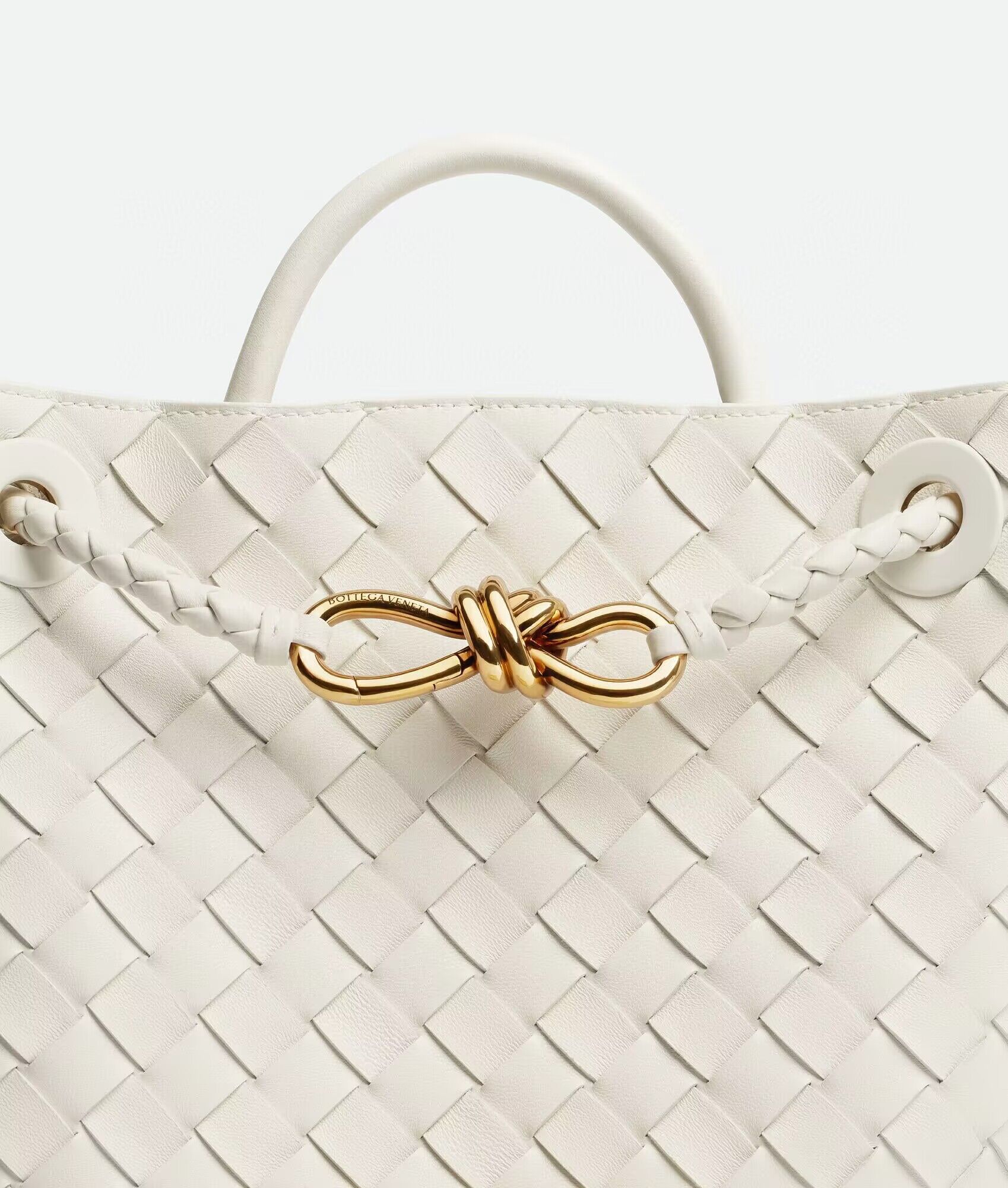 Bottega Veneta Andiamo Small Intrecciato Leather Tote 743572 White