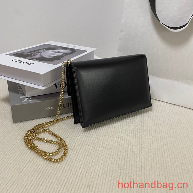 Celine CLUTCH WITH CHAIN IN TRIOMPHE LAMBSKIN 107732 black