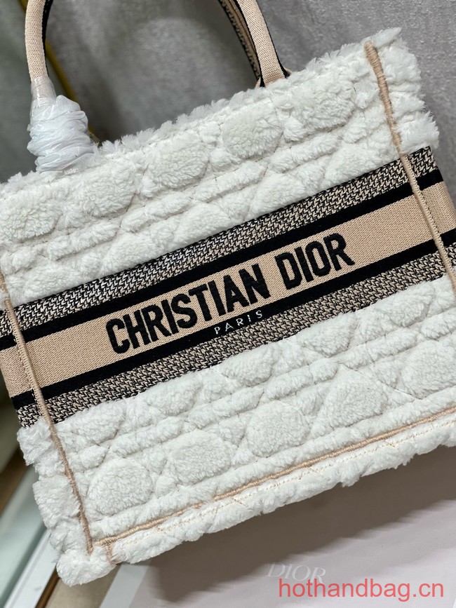 SMALL DIOR BOOK TOTE Ice Cannage Shearling M1296ZRG