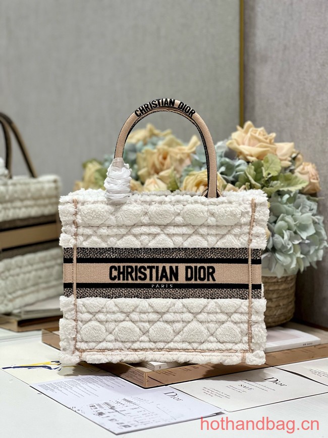 SMALL DIOR BOOK TOTE Ice Cannage Shearling M1296ZRG