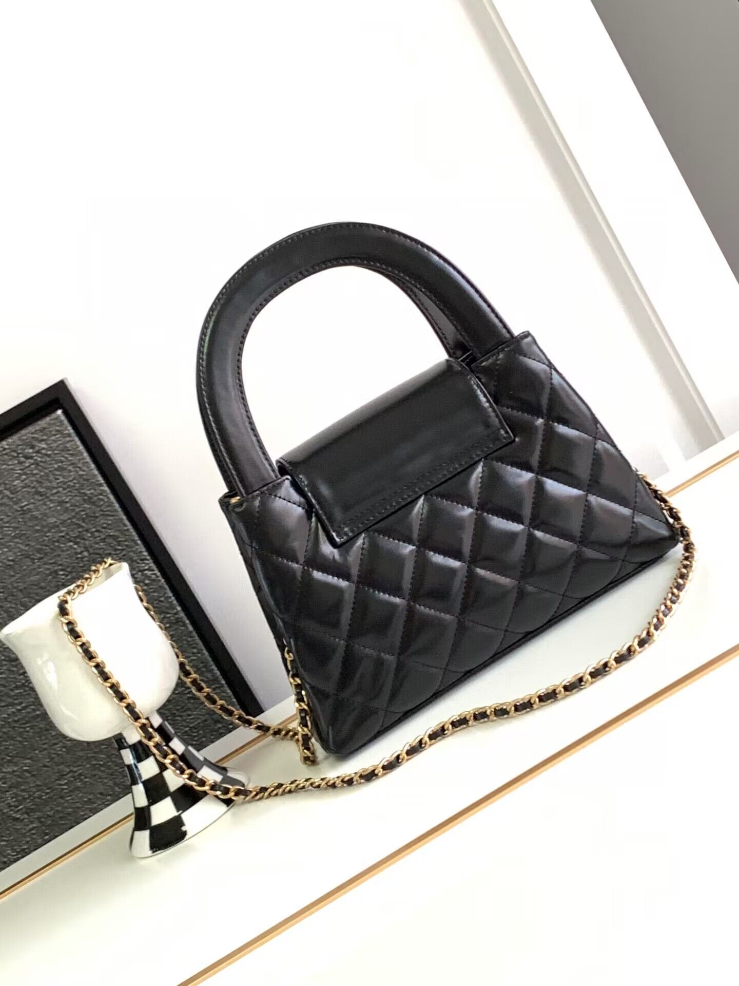 Chanel Original Leather Top Handle Bag 63198 Black