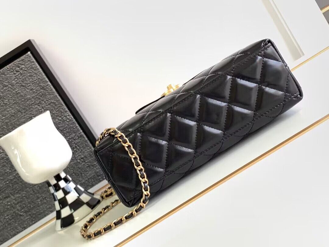 Chanel Original Leather Top Handle Bag 63198 Black