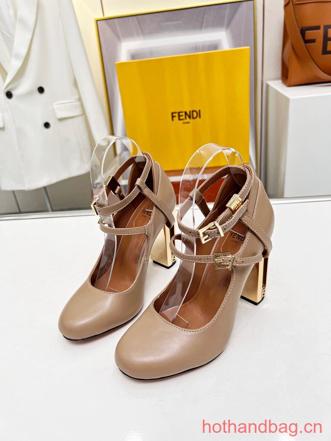 Fendi Delfina Dove gray leather high-heeled court shoes 93658-1