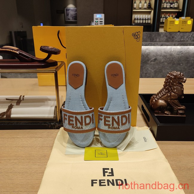 Fendi Signature Light blue denim slides 93662-2