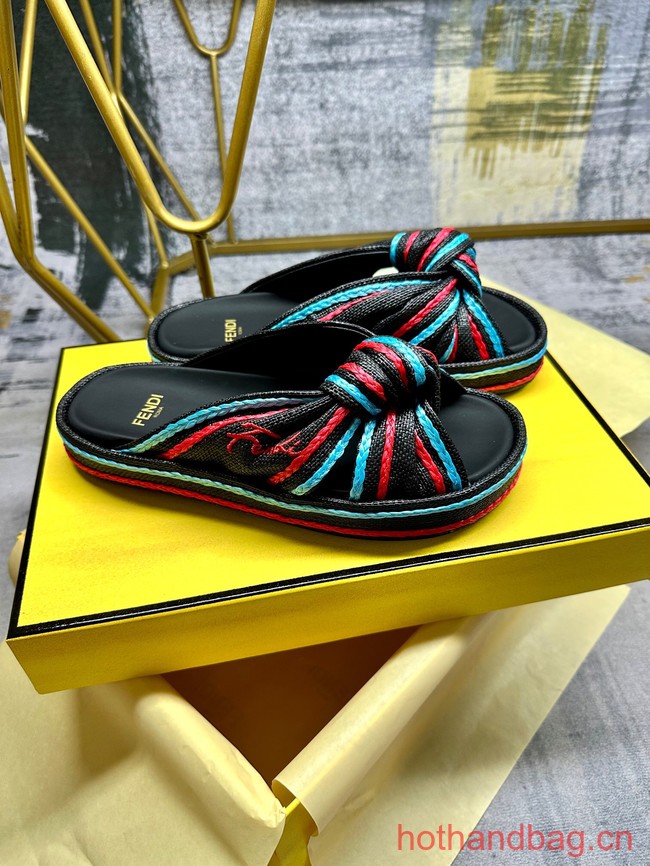 Fendi Feel raffia slides 93667-1