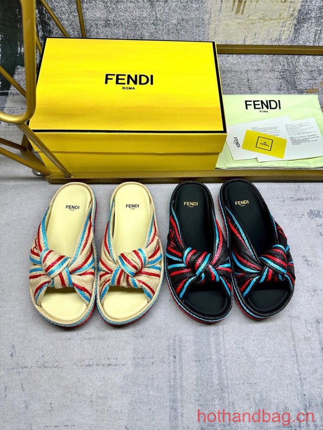 Fendi Feel raffia slides 93667-1