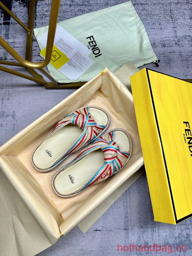 Fendi Feel raffia slides 93667-2