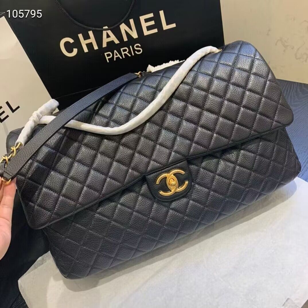 Chanel Large CF Flap Bag Original Leather A91169 Black & Gold Tone