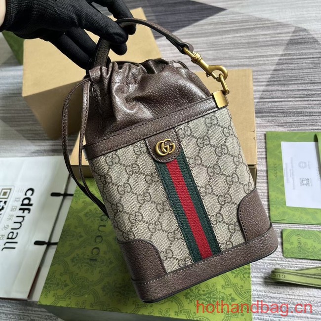 GUCCI OPHIDIA GG BUCKET BAG 752583 brown