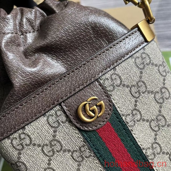 GUCCI OPHIDIA GG BUCKET BAG 752583 brown