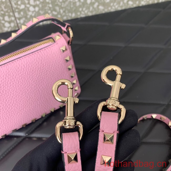 VALENTINO Rockstud small grain calfskin messenger bag YS097 pink