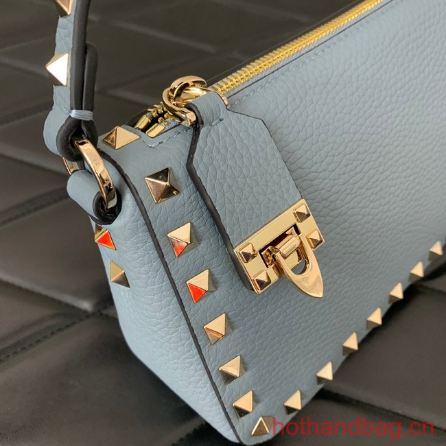 VALENTINO Rockstud small grain calfskin messenger bag YS097 sky blue