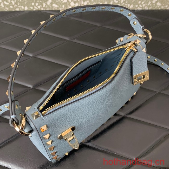 VALENTINO Rockstud small grain calfskin messenger bag YS097 sky blue