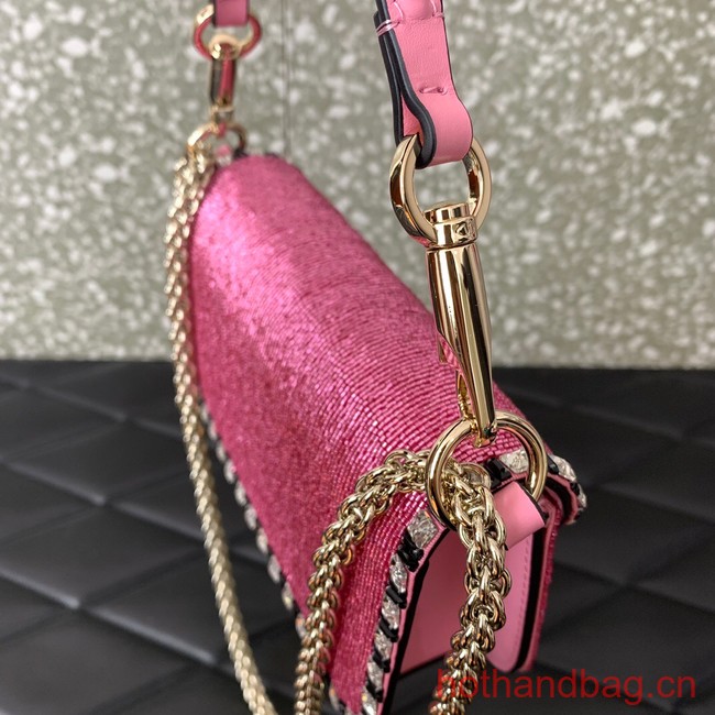 VALENTINO V-logo MINI LOCO bag beads 5032B pink