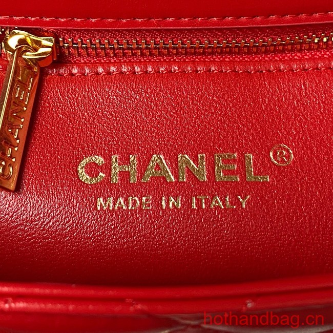 Chanel SMALL FLAP BAG WITH TOP HANDLE AS4307 red