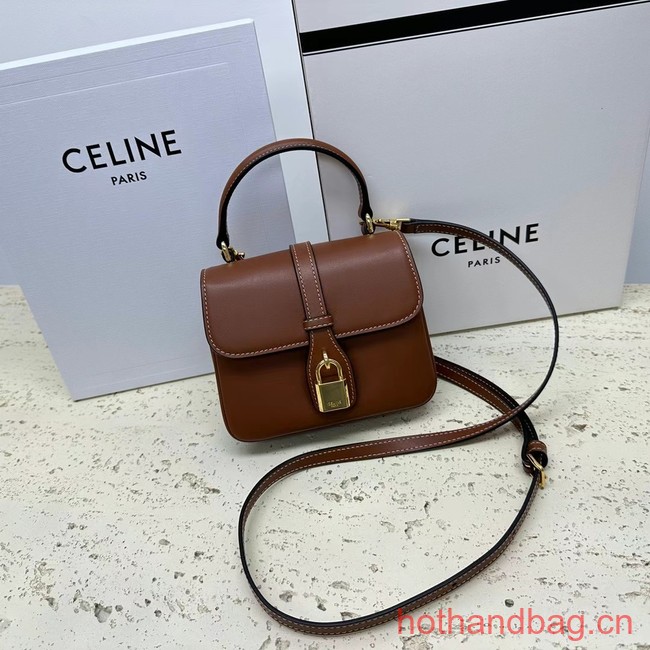 Celine TEEN BESACE TRIOMPHE IN SHINY CALFSKIN 100343 brown