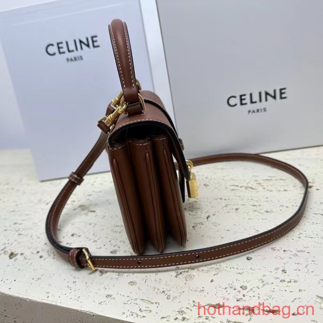 Celine TEEN BESACE TRIOMPHE IN SHINY CALFSKIN 100343 brown 