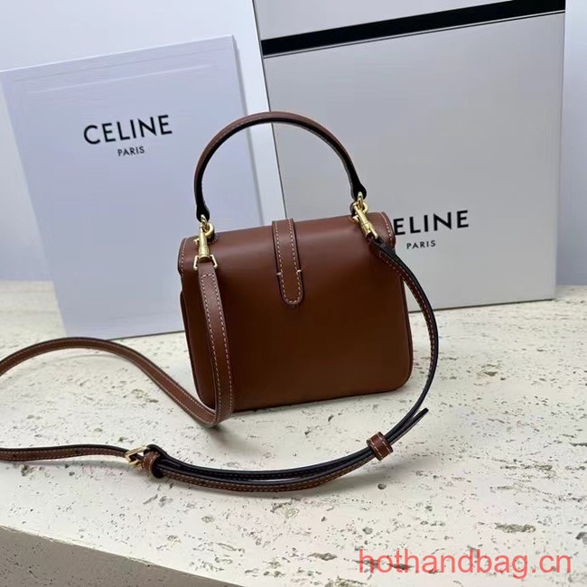 Celine TEEN BESACE TRIOMPHE IN SHINY CALFSKIN 100343 brown 