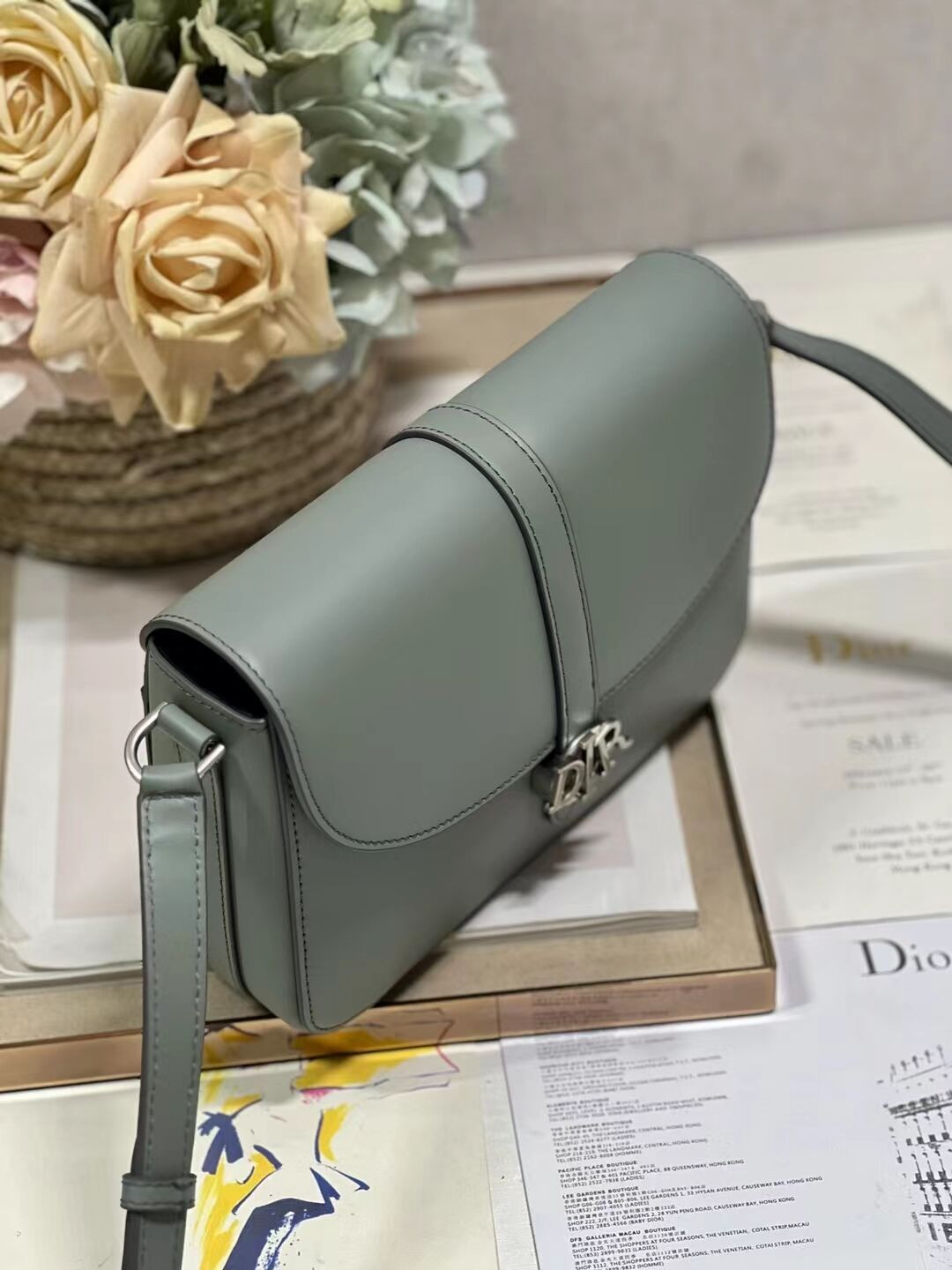 DIOR Calfskin Shoulder Bag C0561 gray