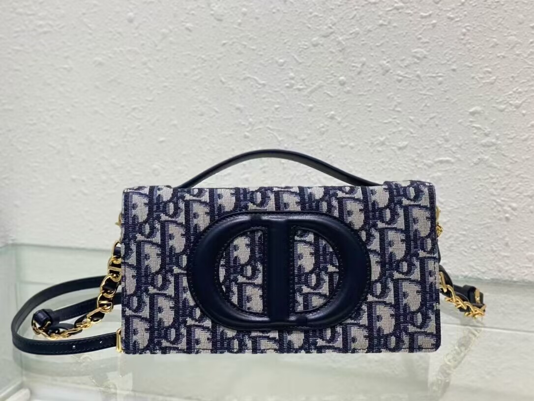 Dior CD SIGNATURE MINI BAG Blue Oblique Jacquard S2209U