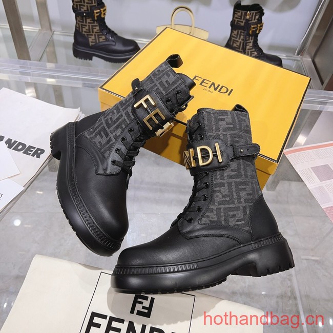Fendi graphy Black leather biker boots 93702-2